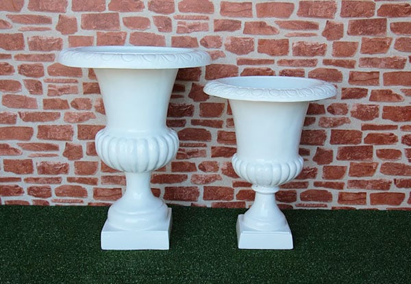 Glazed White Planting Urn - Medium or Large Sizes Available