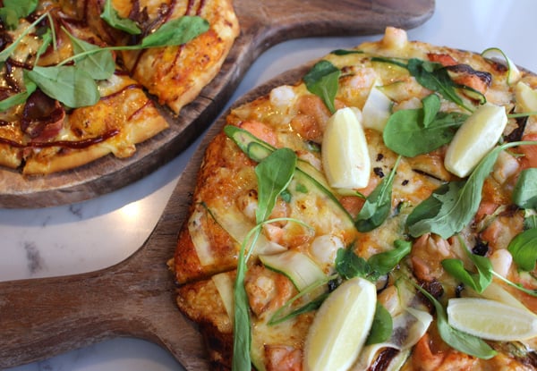 Two Pizza or Burger Mains & Two Drinks for Two People in Britomart incl. Car Park