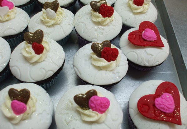 From $20 for Valentine's Day Chocolate Cake or Cupcakes - Options for 6 or 12 Cupcakes, Pick Up or Delivery