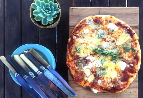 $32 for a Pizza & a Bottle of Te Awanga Syrah Wine for Two People (value up to $42)