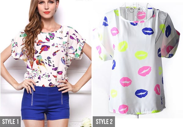 $8 for a Loose Fit Patterned Chiffon Top – Available in 12 Styles
