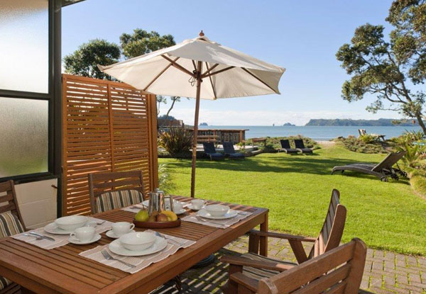 Two-Night Coromandel Beachfront Break for Two People. incl. Free WiFi, Late Checkout, Use of Kayaks, Beach Bar, BBQ & Spa Pool - Options for Three Nights