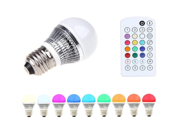 $16.99 for Two RGB Colour Changing Light Bulbs with Remote Control