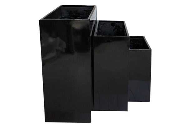 Three-Piece Glazed Black Planter Box Set -
 Option For Individual Planters