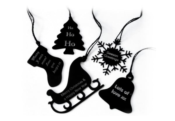 $27 for a Set of Five Personalised Chalkboard Tree Decorations incl. Nationwide Delivery