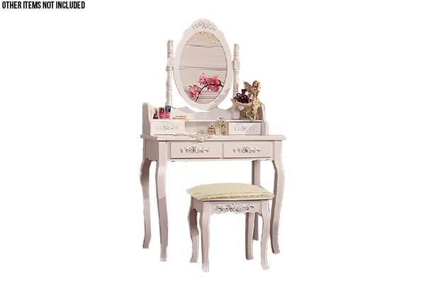 Vintage Style Dressing Table with Mirror & Stool