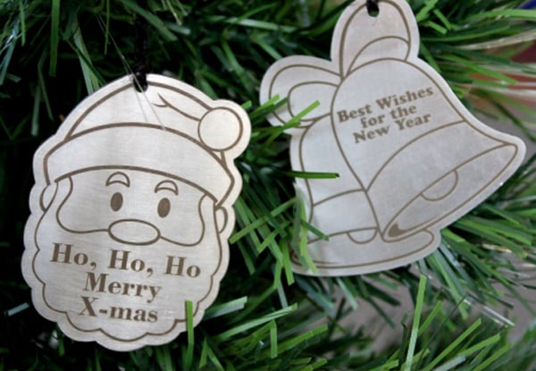 $44 for a Set of Two Personalised Stainless Steel Christmas Tree Decorations - Available in Five Designs incl. Nationwide Delivery