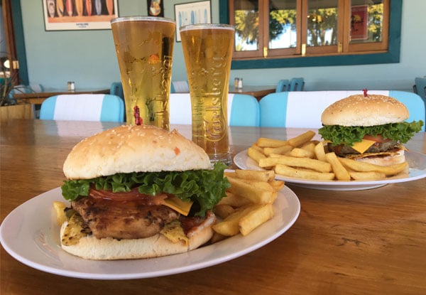 Two Mexican Burgers & Two Tap Beers - Valid at Nine Locations Nationwide