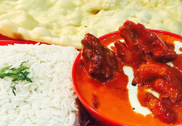 $16 for Any Two Small Indian Curries & Two Naans incl. Rice (value up to $26)