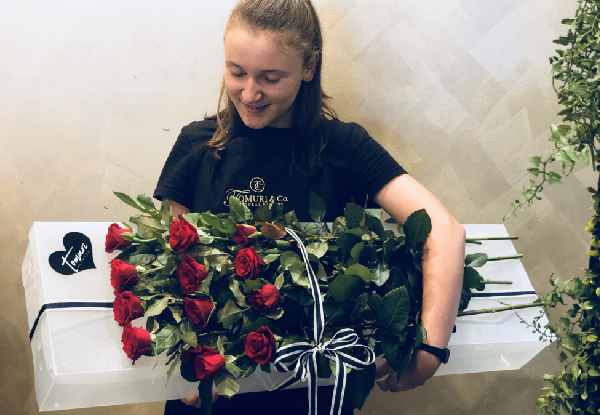 One-Dozen Valentine's Day Red Roses in Signature Rose Box incl. Auckland Delivery - Option for Multiple Colours Available