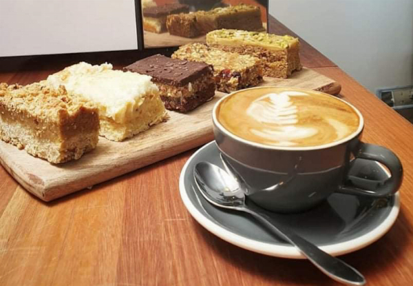 Any Large Coffee & One Slice for One Person