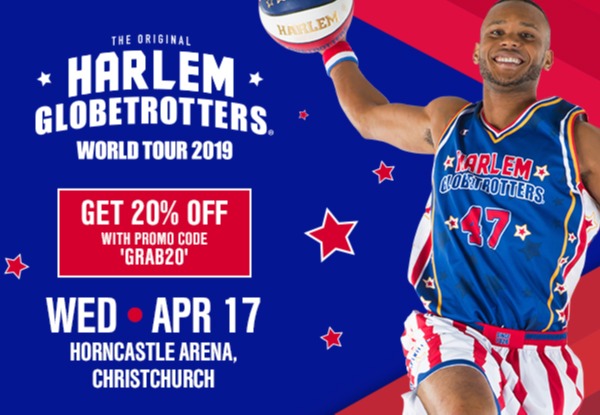 One Last Chance Bronze Adult Ticket to The Harlem Globetrotters - 17th April at Horncastle Arena, Christchurch - Options for Silver, Gold, or Premium Tickets & for Junior or Family Ticket - Use Promo Code GRAB20