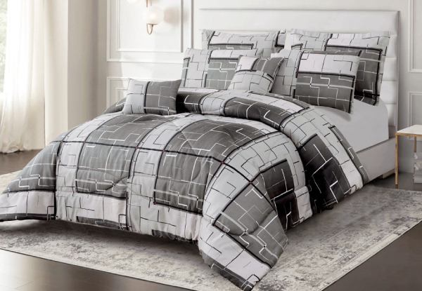 Liveinstyle Seven-Piece Geometric Reversible Comforter Set - Available in Three Sizes