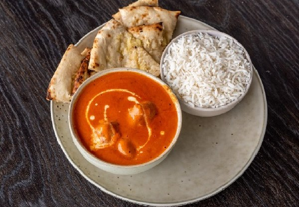 One Curry Incl. Entree, Any One Naan Bread, Plain Rice for One Person - Option for Two People