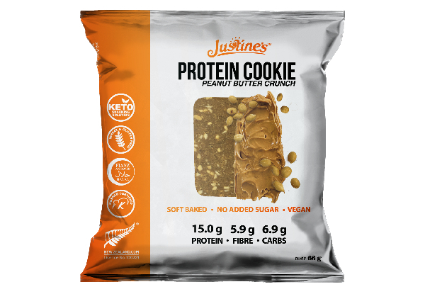 12-Pack Justine's Peanut Butter Crunch Protein 66g Cookies