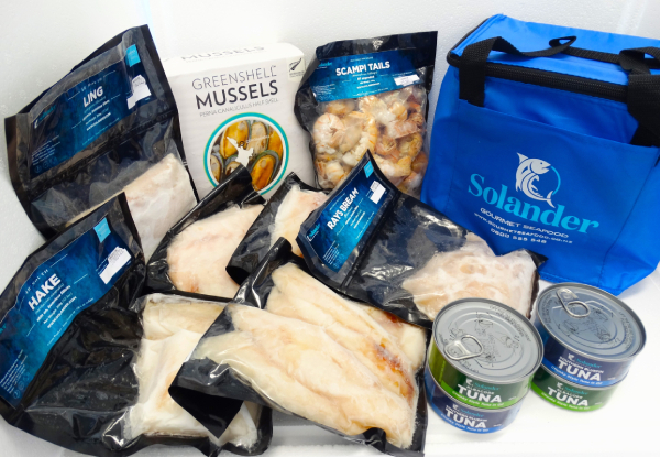 Solander Gourmet 4kg+ Seafood Box incl. Fish, Scampi, Mussels & Canned Tuna