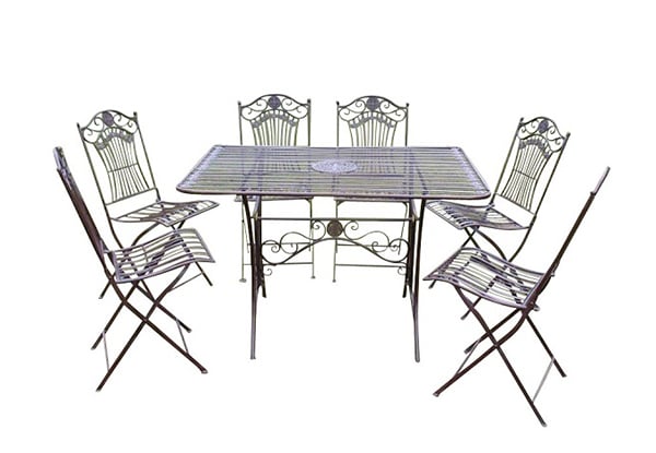 Iron Outdoor Dining Set with Six Seats