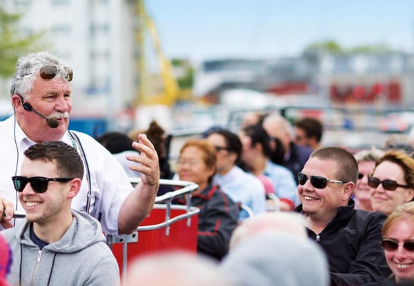 Christchurch’s Open Top Double Decker “Hop-on Hop-off” City Tour - Adult Soaring Kiwi Tour Pass incl. Entry for Two Children Under 15