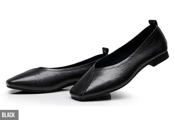 Leather Square Toe Flats