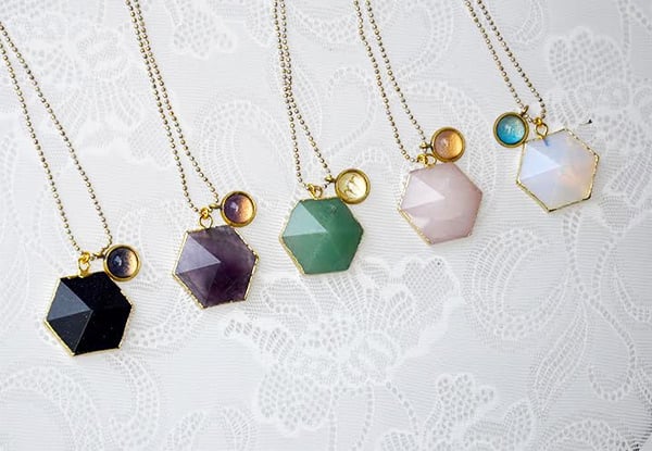 $39 for a Hexagon Gemstone Pendant - Five Styles Available