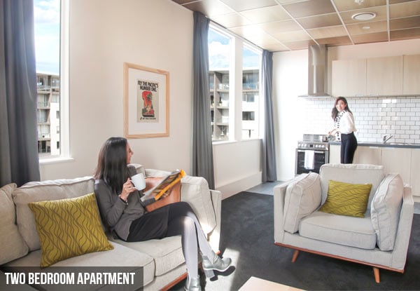 One-Night Summer Wellington Getaway for up to Four-People in a Two-Bedroom Apartment incl. Unlimited Wifi, $40 Dining Voucher & Gym Access to Les Mills - Options for Two-, or Three-Night Stays