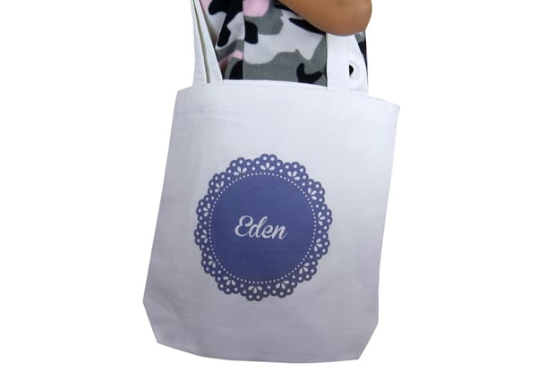 $25 for a Personalised Canvas Tote Bag with Pink or Purple Print incl. Nationwide Delivery