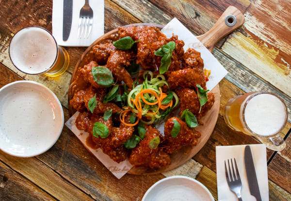 1kg of Spicy Asian Fried Chicken Wings & Two House Beers or Wines for Two People