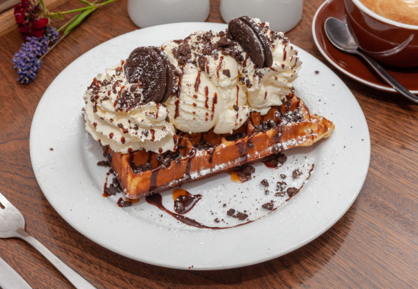 Any Two Fresh Belgian Waffles for Two People incl. Much Moore Ice Cream - Valid at The Colombo & Akaroa Locations