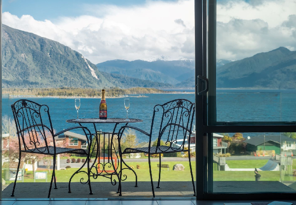 Four-Star, Lake Brunner West Coast Escape for Two People in a Lake-View Studio Suite incl. Continental Breakfast, Late Check-Out & Free Parking - Option to incl. Wood Fired Hot Tub & Up to Two Nights Available