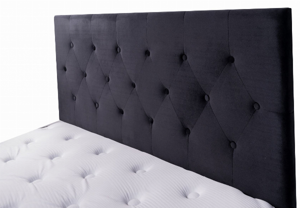 Fenland Velvet Black Headboard - Five Sizes Available