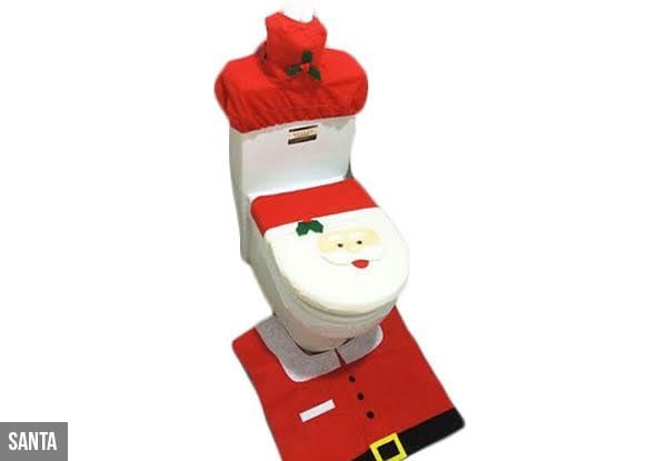 Christmas Toilet Seat Cover & Mat Set - Two Styles Available