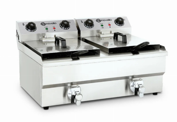 Twin-Tank Electric Fryer with Dual Oil Taps
