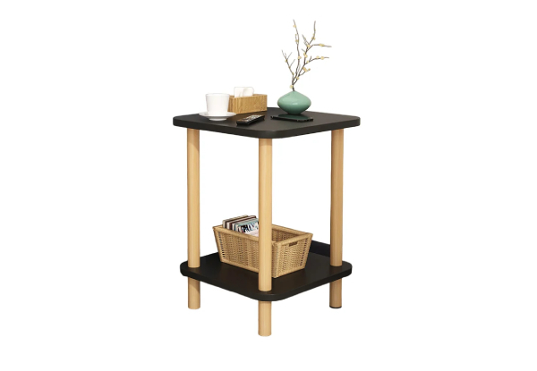 Two-Tier Square Wooden Side Table - Available in Two Colours