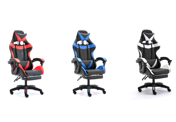 Ergonomic Gaming Chair with Footrest - Three Colours Available