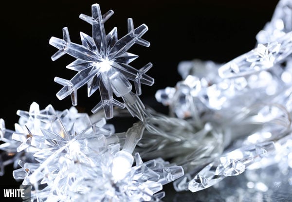 20 LED Solar Snowflake String Lights - Two Colour Options Available