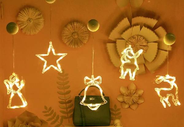 Four-Piece Christmas Window Decor Light - Available in Multiple Designs and Options for Eight