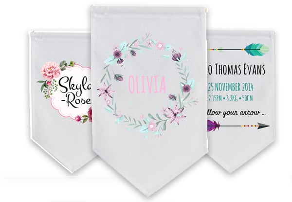 $20 for a Personalised Child Birth Date Banner incl. Nationwide Delivery - Multiple Options Available