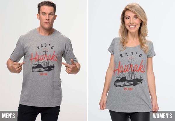Mr Vintage Radio Hauraki Tee in Grey