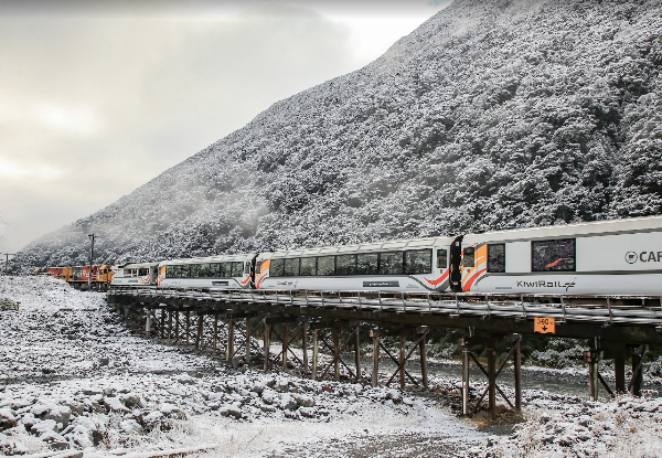West Coast Two-Night TranzAlpine Lake Brunner Experience for Two incl. Arthurs Pass Tour, Accommodation at Hotel Lake Brunner, Daily Breakfast, Hot Tub & Late Check-Out, Tour of Brunner Mine, Lunch at Monteiths in Greymouth & More