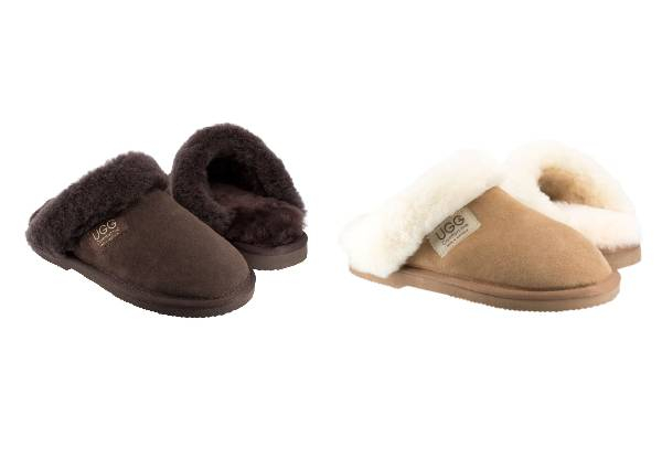 Ugg Australian-Made Water-Resistant Classic Unisex Sheepskin Fur Trim Scuffs - Available in Eight Sizes