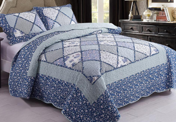 Three-Piece 100% Premium Chic Microfibre Coverlet - Two Sizes & Five Colours Available