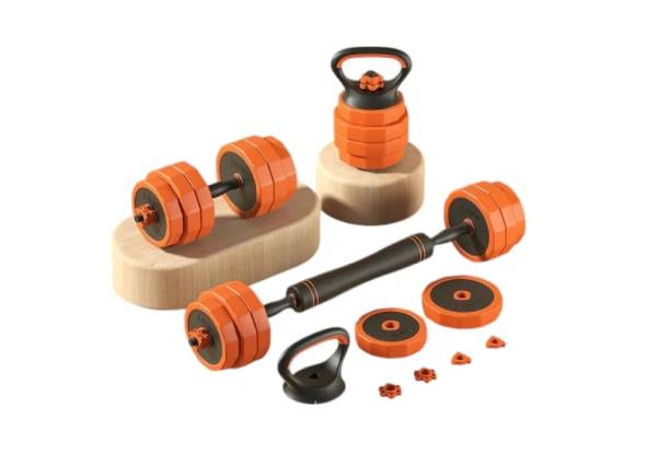 Adjustable Dumbbell Set with Connecting Rod & Kettlebell Handle - Option for 10kg, 15kg, 20kg or 30kg