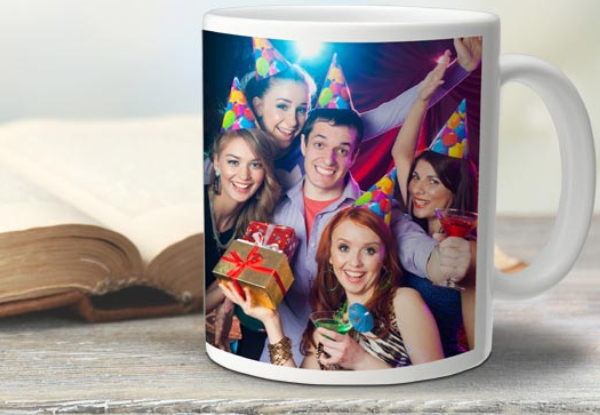 Two Standard Personalised White Mugs with Full Wrap Image - Option for a Magic Wow Mug
