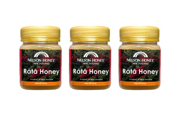 Three Jars of Nelson Honey New Zealand West Coast Rata Honey - Option for 250g or 500g Jars