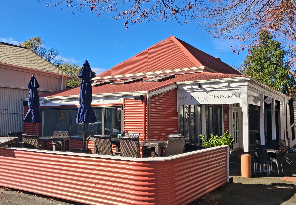$65 for Weekend Lunch or Midweek Dinner for Two People in Greytown incl. Choice of Main & Glass of Wine, Beer or Non-Alcoholic Drink pp Value $110 (Save 41%)
