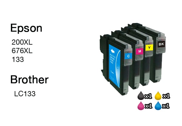 From $27 for a Set of Four or Five Printer Cartridges Compatible with Brother, Canon, HP or Epson Inkjet Printers & Brother Laser Cartridge incl. Nationwide Delivery (value up to $254.95)
