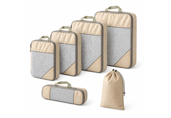 Six-Piece Compression Packing Cubes Travel Organiser Set - Available in Four Colours