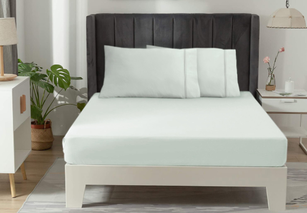 Ramesses 1200TC Egyptian Cotton Fitted Sheet Incl. Two Pillowcases - Two Sizes & Four Colours Available