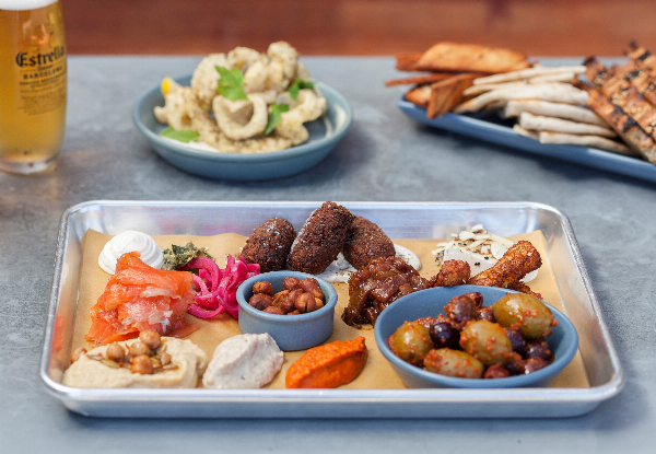 Mediterranean Sharing Platters & Jug of Beer for Two or More People