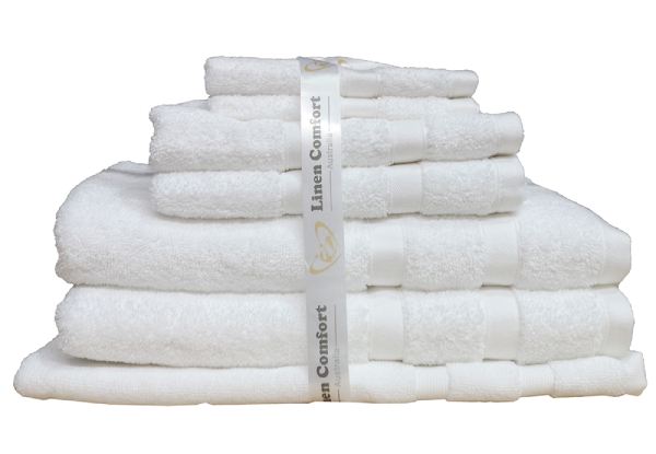Seven-Piece 600GSM Bamboo Cotton Bath Towel Set - Four Colours Available